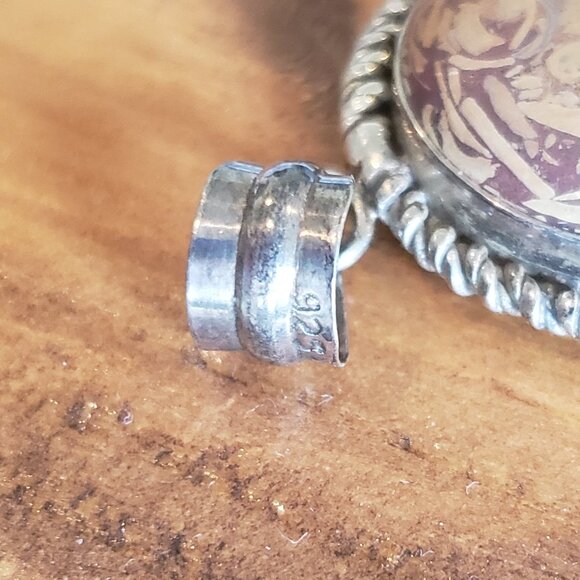 Sterling Brown Matte Chrysanthemum Stone Pendant - Picture 4 of 5